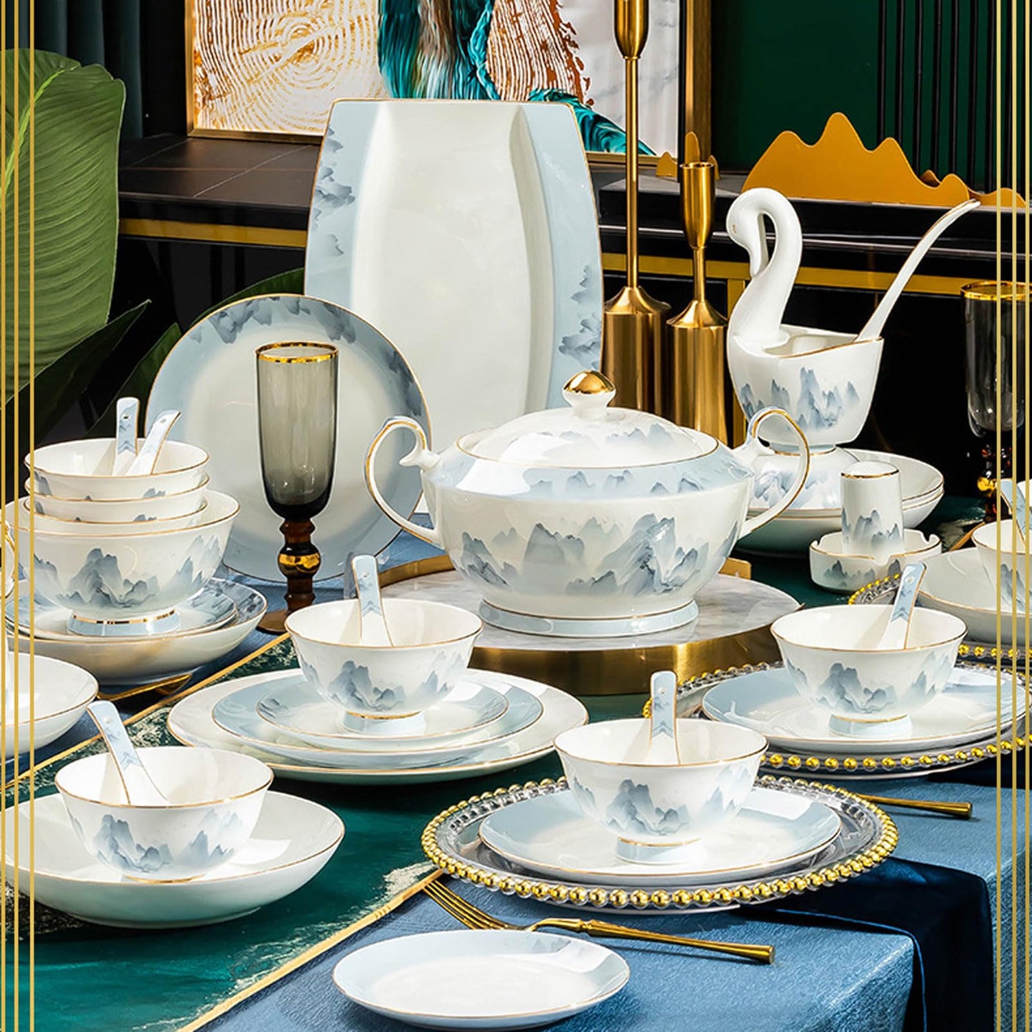 Stoneware Tableware Set, 60 Pieces For 6 People, Dishwasher And Microwave Safe, Family Gathering Gift, High-end Durable Porcelain (30 piece set)