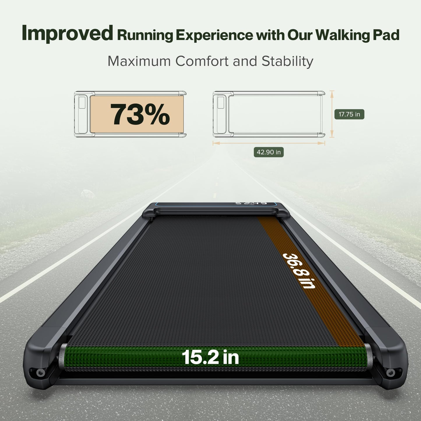 COZYINN 10% Incline Under Desk Walking Pad, 2.5HP Low Noise Treadmills for Home, 3 in 1 Portable Treadmill with Removable Handle for Small Space, Mute Control, Works with Kinomap, No Need Assemble