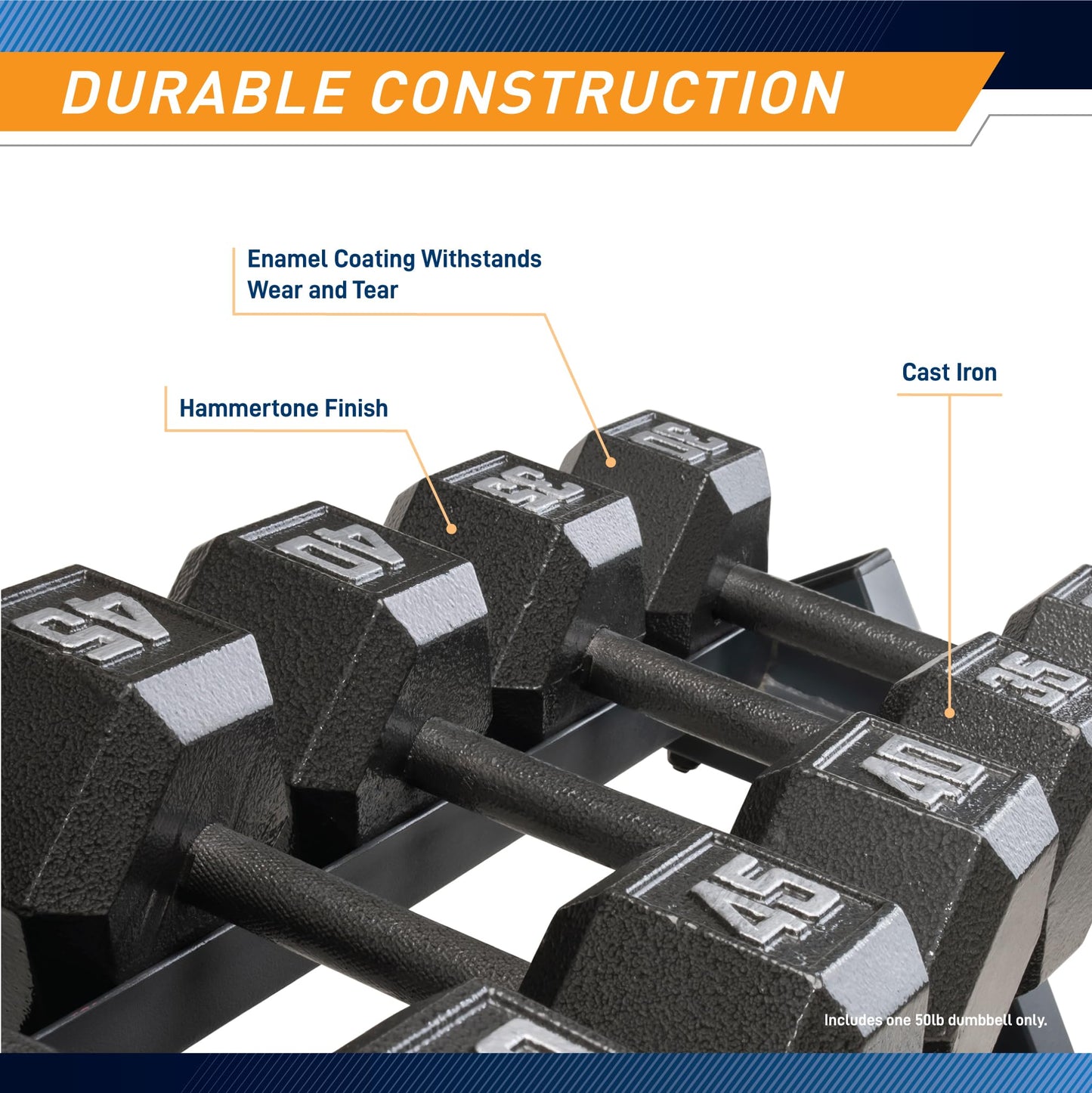 Marcy 50lb Cast Iron Hex Dumbbell, Single, IV-2050