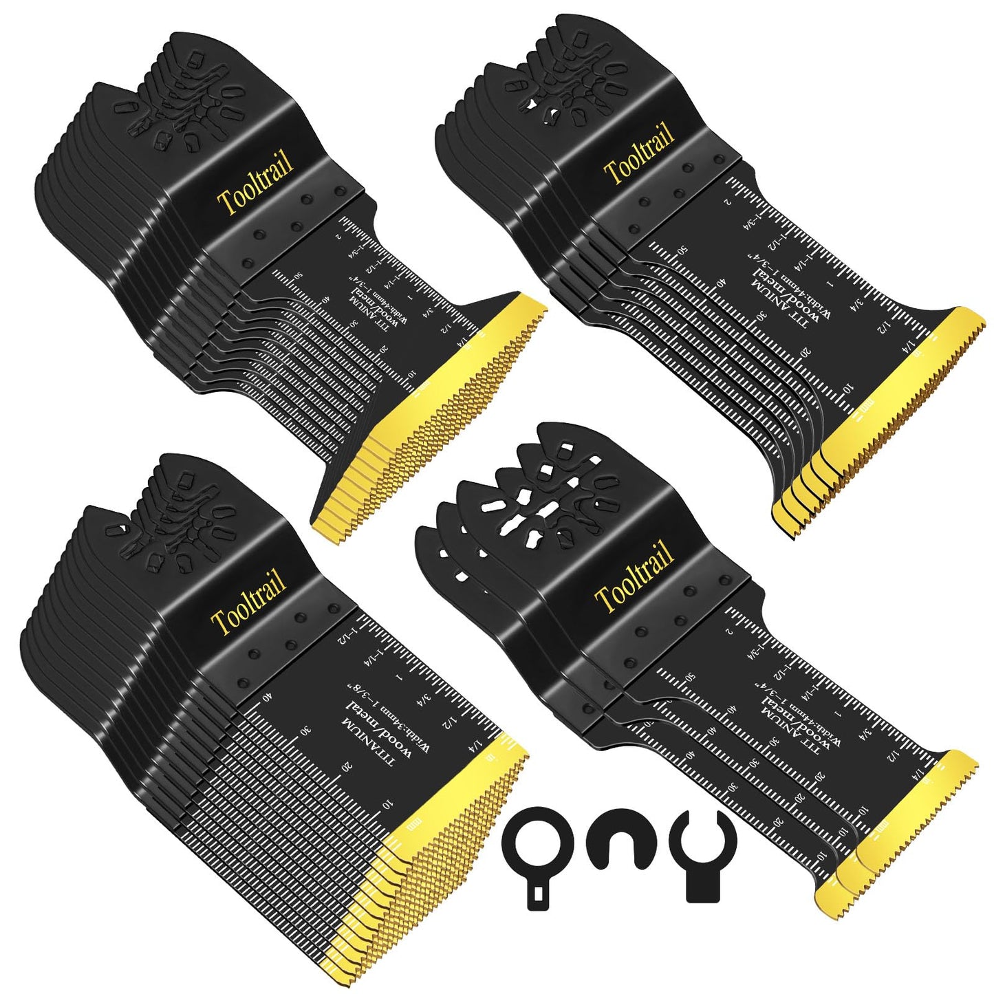 Tooltrail 30 PCS Titanium Oscillating Tool Blades Metal Cutting,Universal Multi Tool Blades Kits for Metal Nails Wood and Plastic,Oscillating Saw Blades Fit Dewalt Ryobi Milwaukee Rockwell Fein