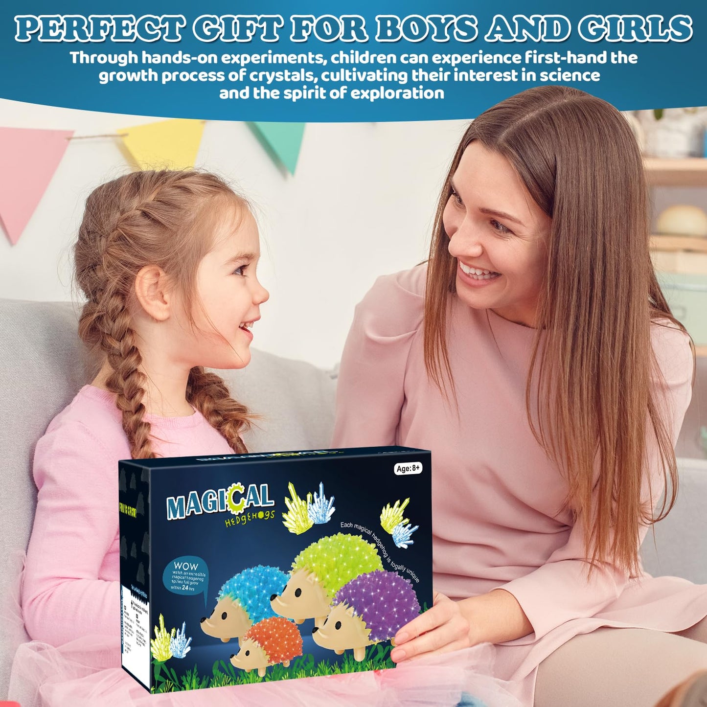 sdaymol Crystal Growing Kit for Kids - 4 Colors Hedgehog to Grow Fast in (24H),Science Experiments Learning & Educational Toys,Science Kits for Kids Age 8-12 STEM Project Gifts for Boys & Girls 6+