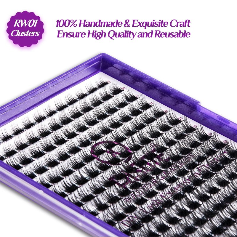 Lash Clusters DIY Eyelash Extension: Mega Volume C D Curl Individual Lashes 192PCS - Eyelash Clusters Extensions Wispy Natural Look False Lashes Cluster Fake DIY at Home 9-16mm RW01 by Risute