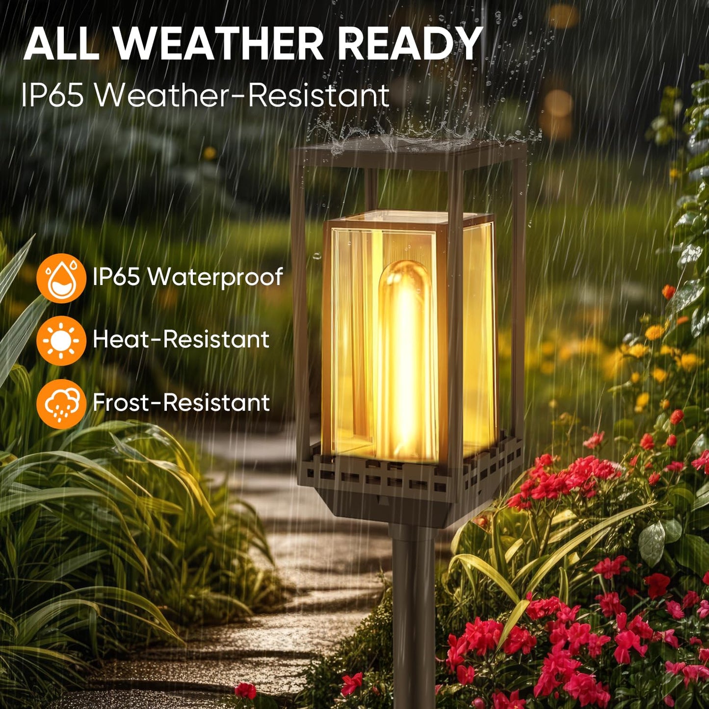 Yorezcop 4 Pack Solar Pathway Lights Outdoor,IP65 Waterproof - Bright Outdoor Solar Lights for Yard,Auto On/Off Pathway Lights Solar Powered,Solar Path Lights for Walkway Driveway Garden