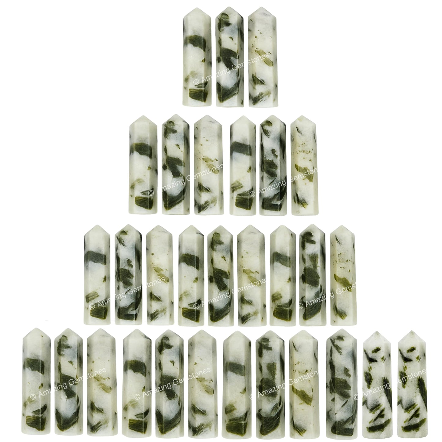Amazing Gemstone Green Tourmaline in Quartz Crystal Points Bulk Healing Crystals - Pack of 3 Single Terminated Healing Wand Point Bulk Crystals for Crafts, Crystal Grid, DIY Work