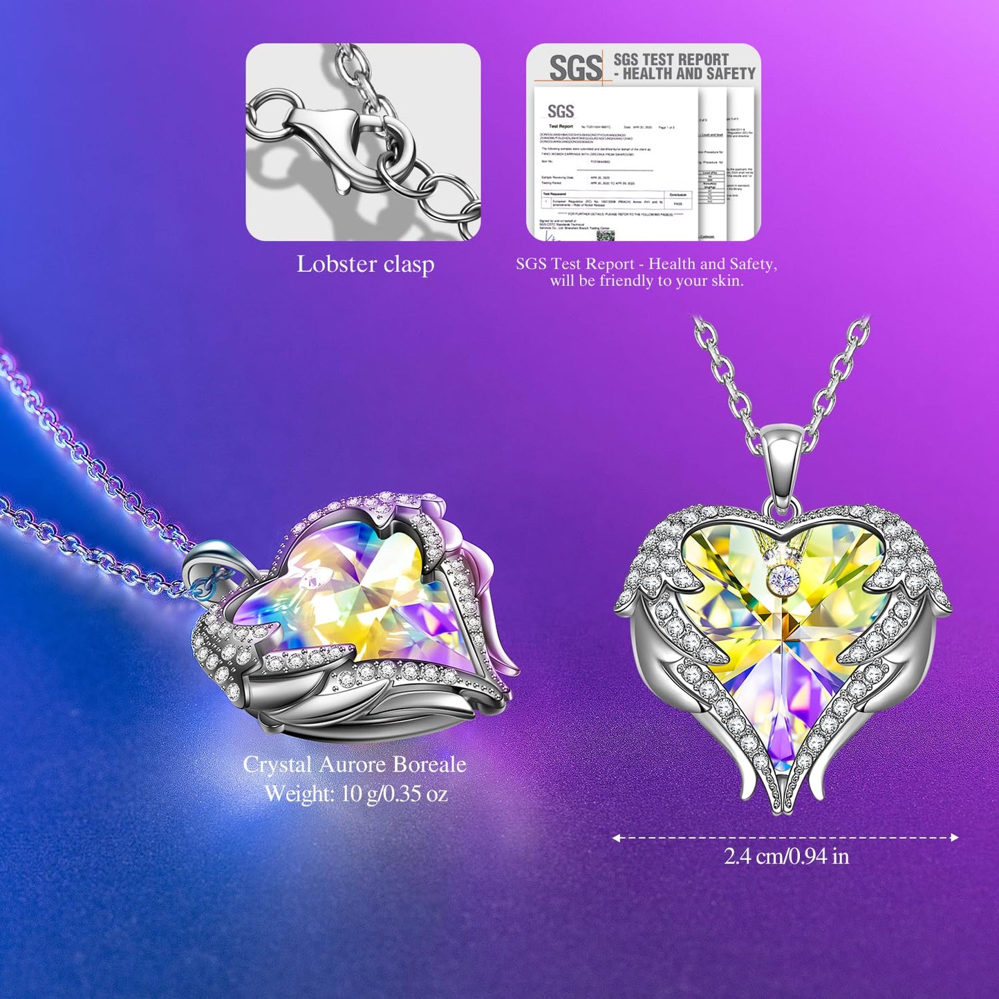 Kate Lynn Angel Wings Heart Necklaces for Women Pendant Necklace, Birthday Gifts for Women Girlfriend Christmas Mothers Day Gifts for Mom Wife Daughter, Anniversary Love Jewelry for Her