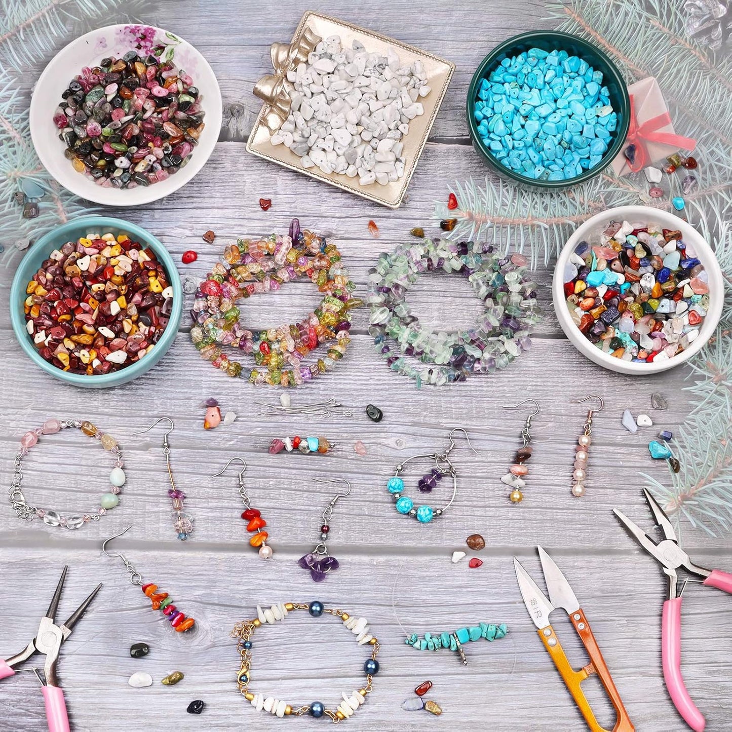 Natural Chip Stone Beads 450pcs Amazonite Chips 5-8mm Genuine Real Irregular Healing Crystal Rocks Hole Drilled DIY Loose Gemstone Beads for Jewelry Making Bracelet Earrings Necklace Crafting