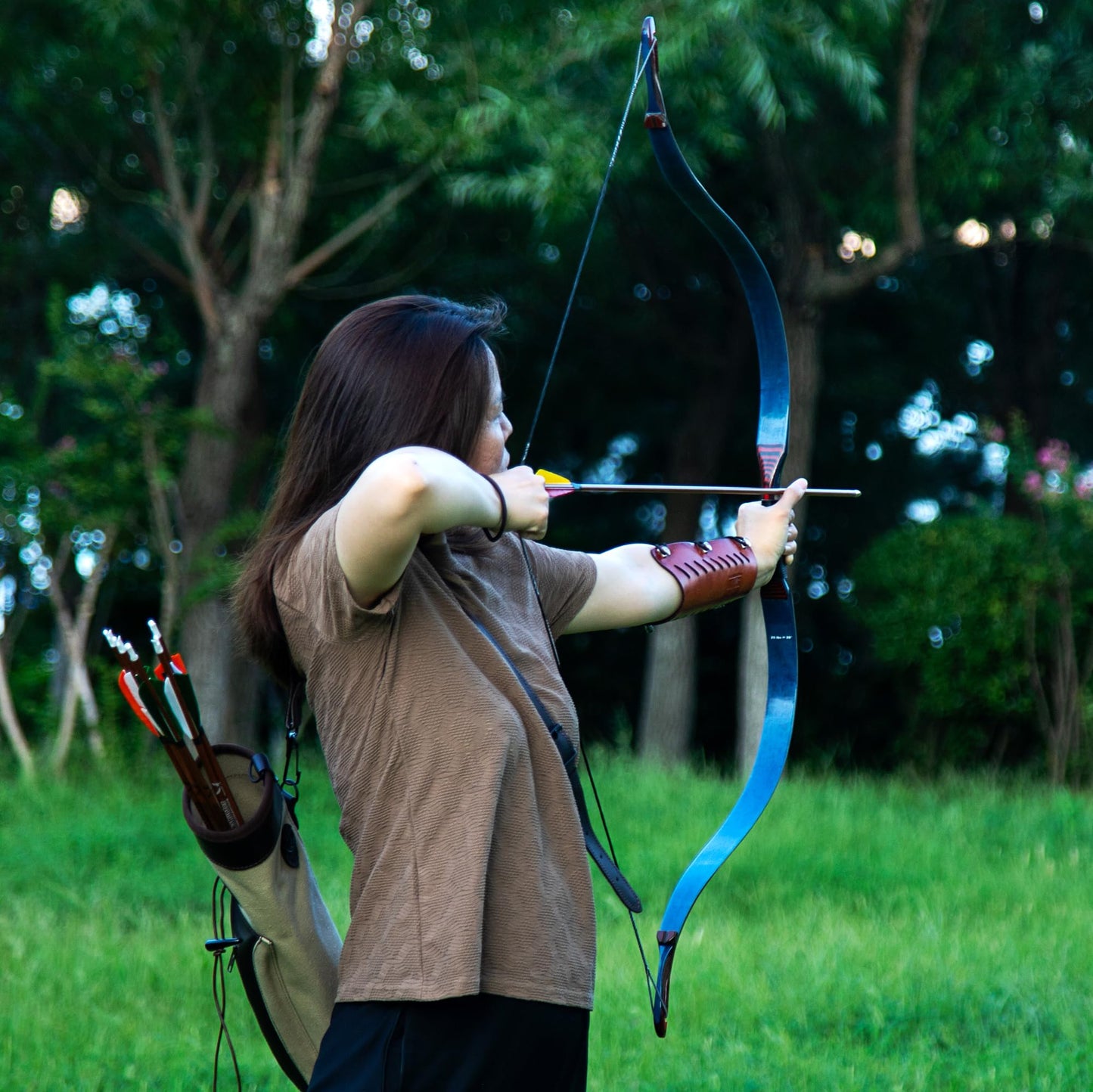 Deerseeker Archery 52" Recurve Bow Traditional Handmade Longbow Ambidextrous Horsebow Set for Adults & Youth Practice Target Shooting (Horsebow Pro 50lbs)