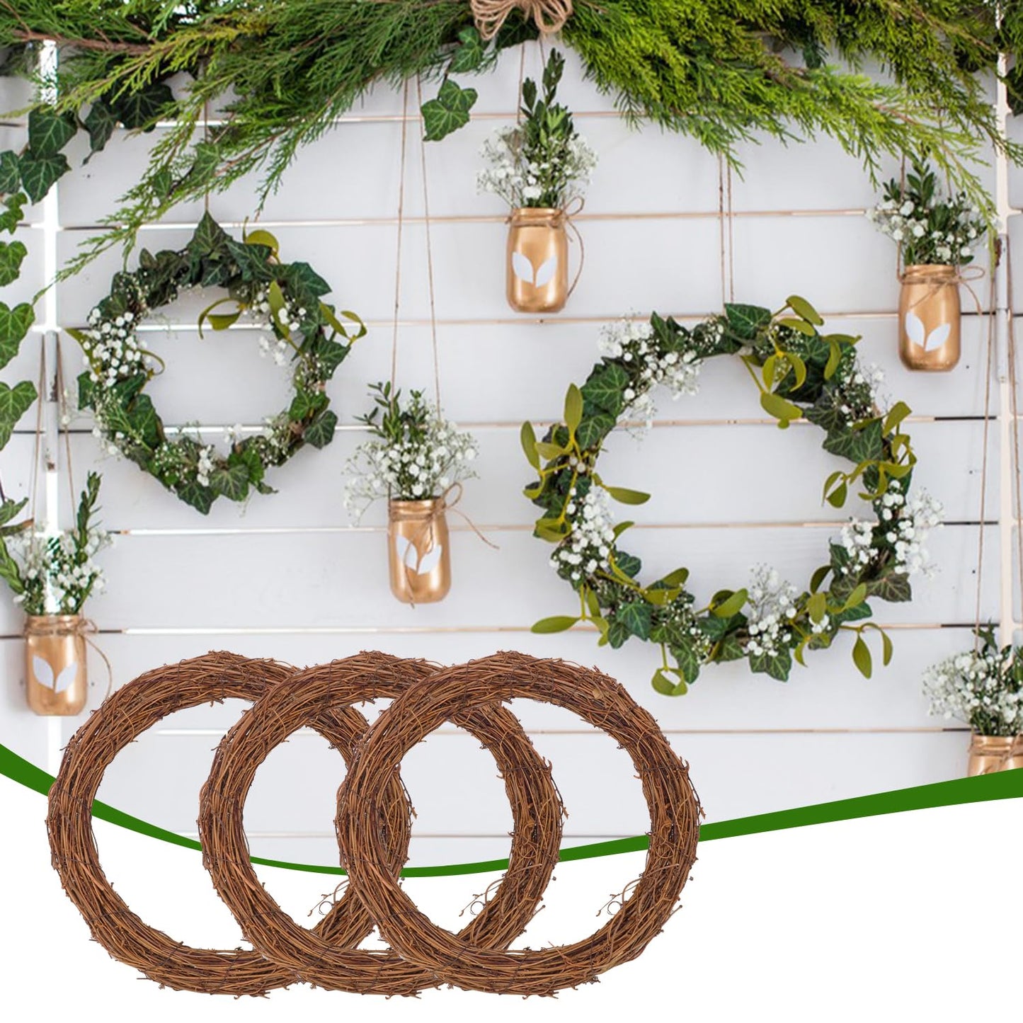 KUKLIPJIM 5 Pcs 12 Inch Natural Grapevine Wreath Set, Hand-Woven Vine Branch Wreaths for DIY Crafts, Christmas Decorations, Home & Event Styling