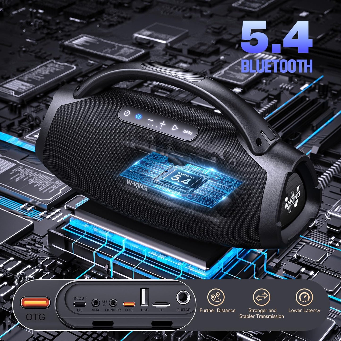 330W PEAK Loudest Boom Box X20, 7.5" Subwoofer, 2.1Ch, IPX7 Waterproof 200W RMS Party Bluetooth Speaker, Hi-Fi, Large Wireless Speakers, BT5.4, EQ APP, Fast Charge, Guitar-in,Massive Bass for Outdoors