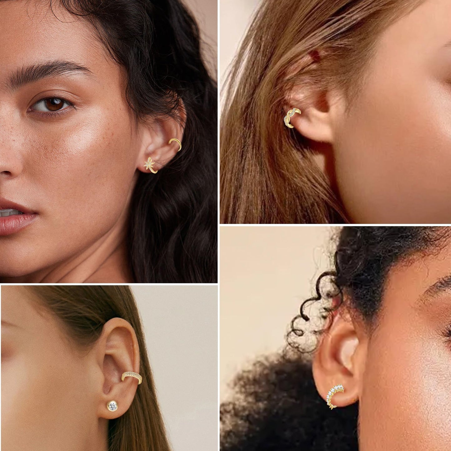 Dochais 9Pcs Ear Cuff 14K Gold Plated Cuff Earrings Gold Ear Cuffs Non Pierced Ear Clips Cartilage Earring Fake Earrings Gold