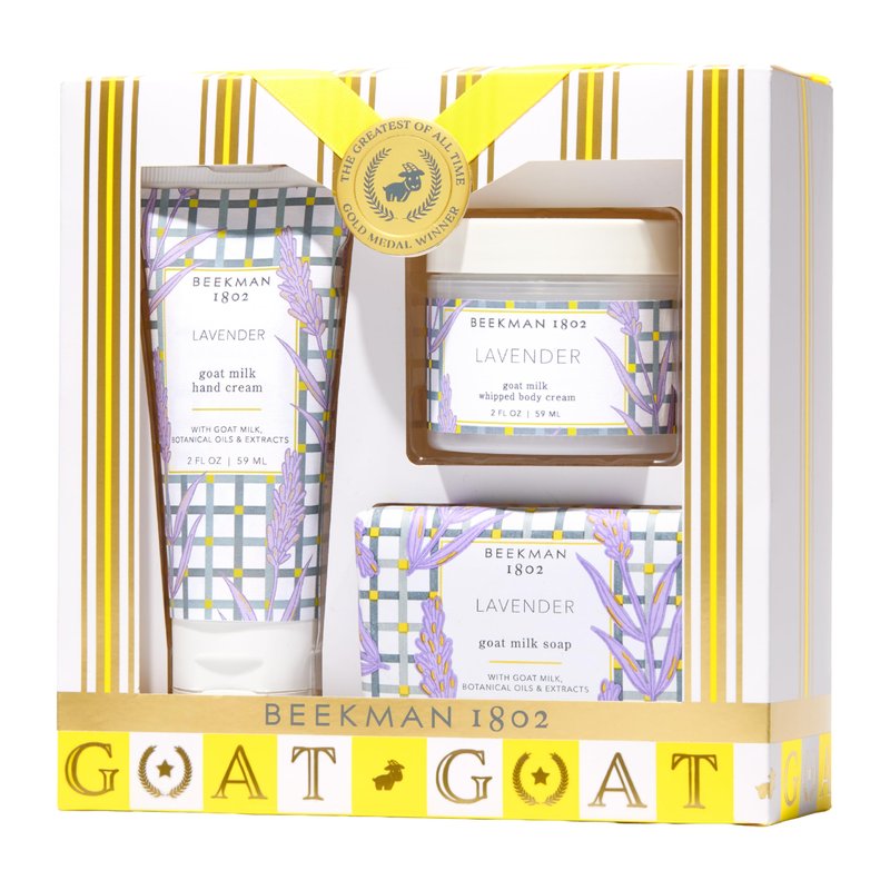 Beekman 1802 All is Calm Lavender 3-Piece Bodycare Gift Set, Cleanses, Nourishes, and Hydrates with Lactic Acid & Shea Butter, Good for Sensitive Skin, Gifts for Her