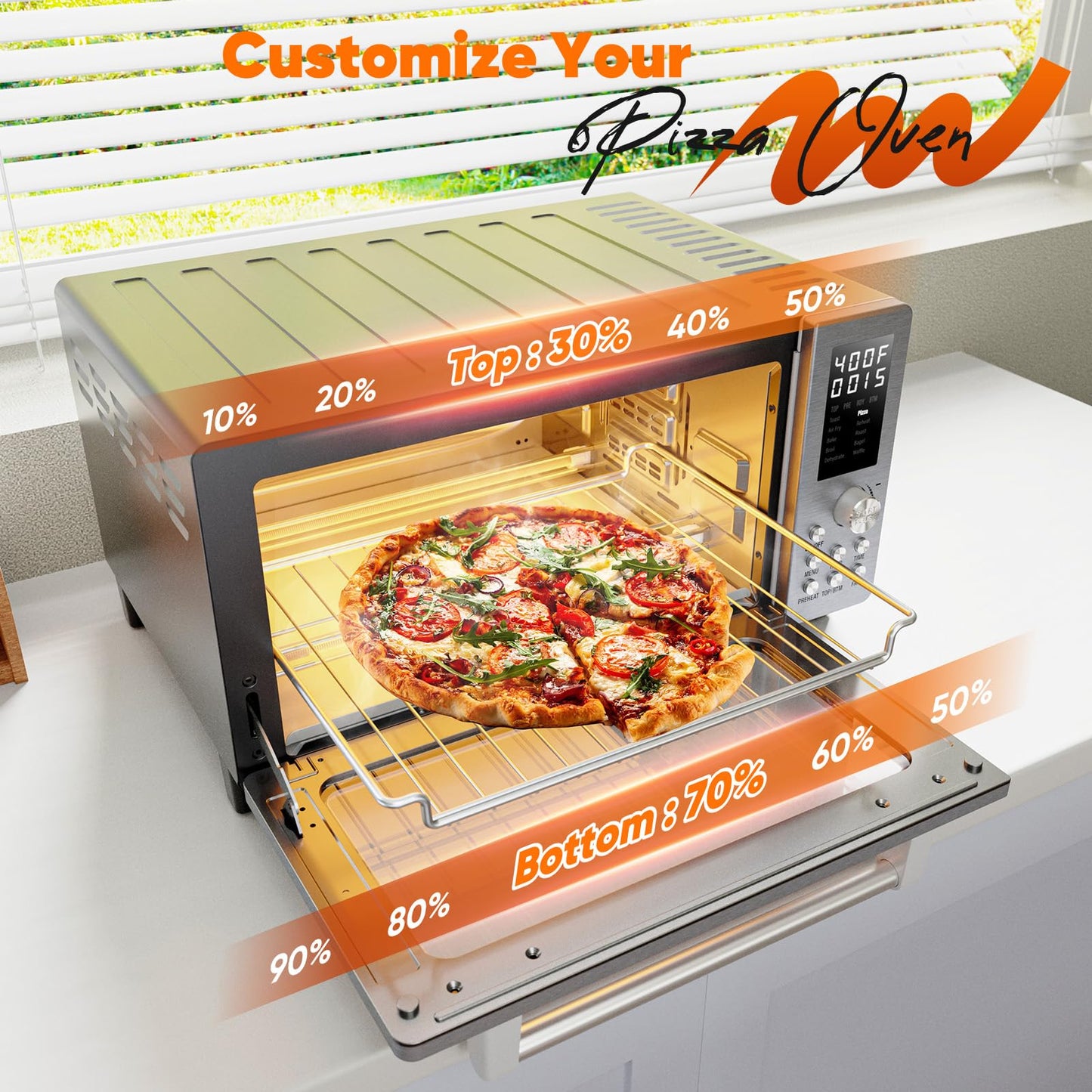 Nuwave Bravo Pro Convection Air Fryer Toaster Oven Combo, 2025 New and Improved, 10-in-1, 50°-450°F Temp Controls, Quick & Even Crisp Technology, 21Qt Capacity, Stainless Steel, PFAS Free
