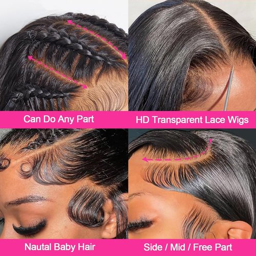 MsSunlight 13x6 Lace Front Wigs Human Hair HD Transparent Wig Deep Part Straight Human Hair Wigs 180% Density Wig 30 Inch Lace Front Wigs for Women Real Human Hair