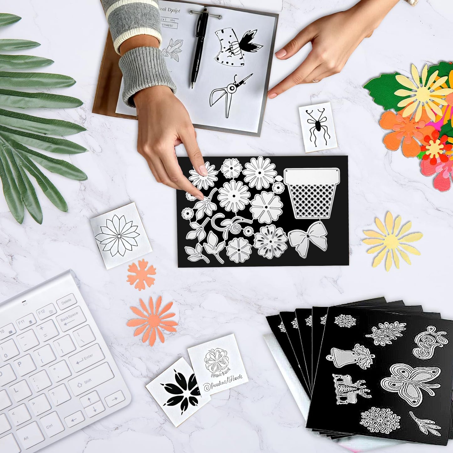 Thaibear Magnetic Sheets Non Adhesive, 5" x 7", 15 Pack Flexible Magnetic Sheets for Dies Storage Stamp, Die Cut Storage Magnet Sheet for Crafts, DIY, Photos - Easy to Cut into Any Size
