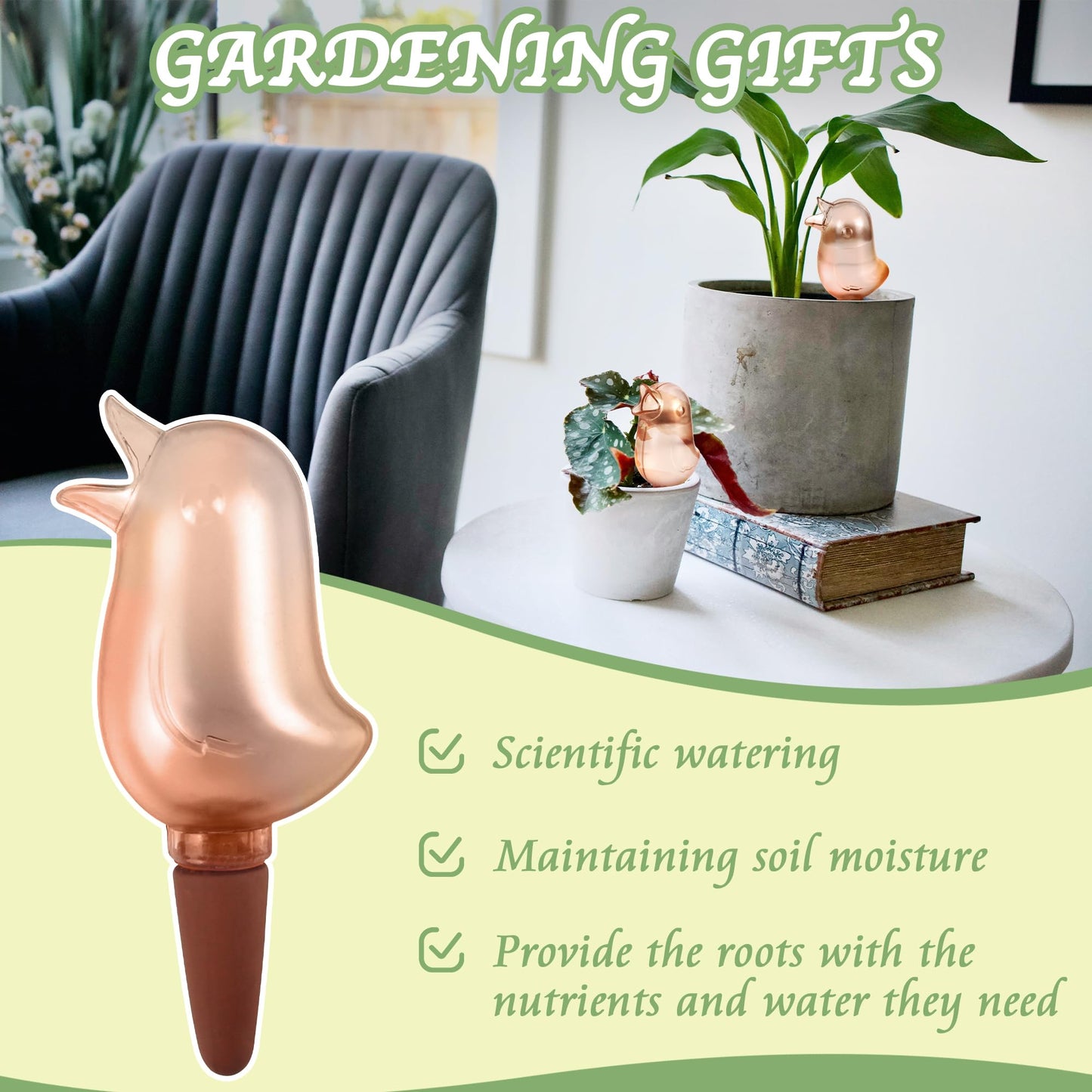 4 Pack Self Watering Spikes,Indoor Plant Watering Globes,Bird Shape Automatic Irrigation Spikes,Self-Watering Terracotta Spike,Plant Watering Devices(Red)