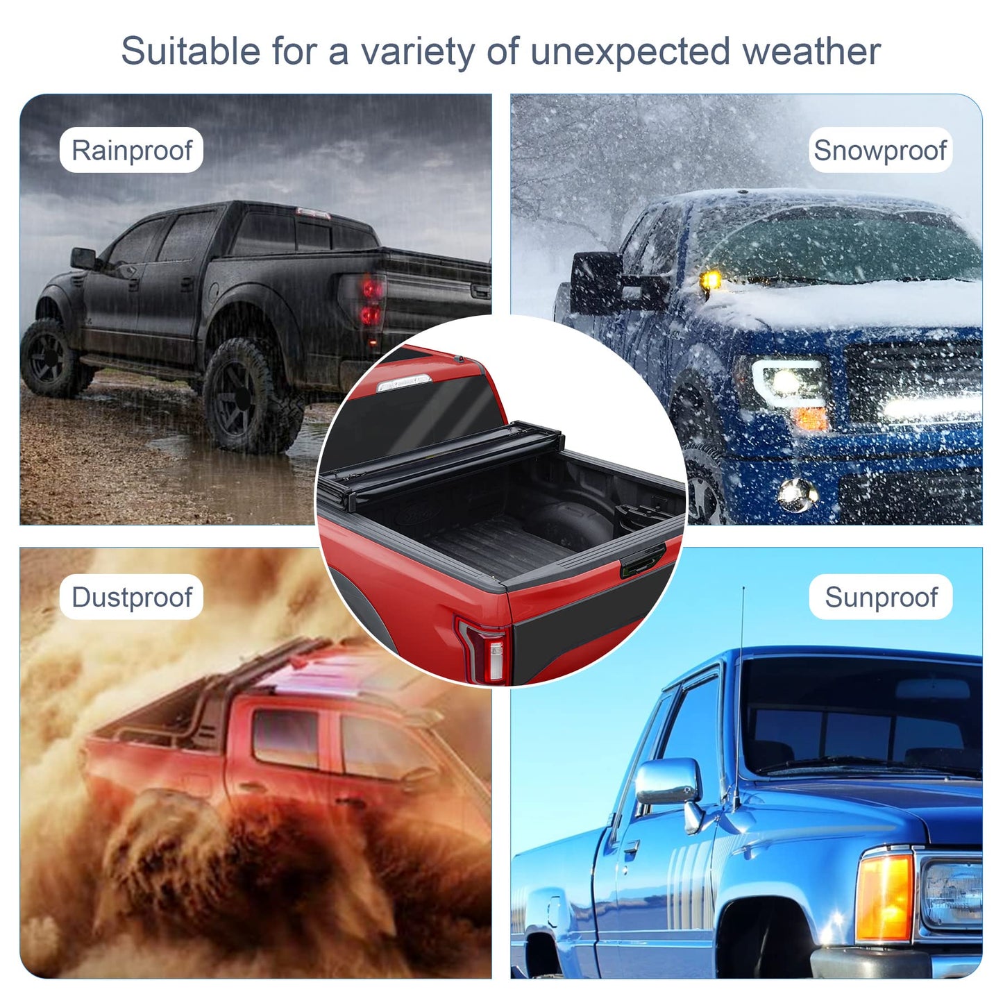 CARMOCAR Soft 3 Tri-Fold Truck Bed Tonneau Cover Replacement for 2022 2023 2024 2025 Toyota Tundra 6.5FT Pickup Truck Bed Cover Accessories with Led Light