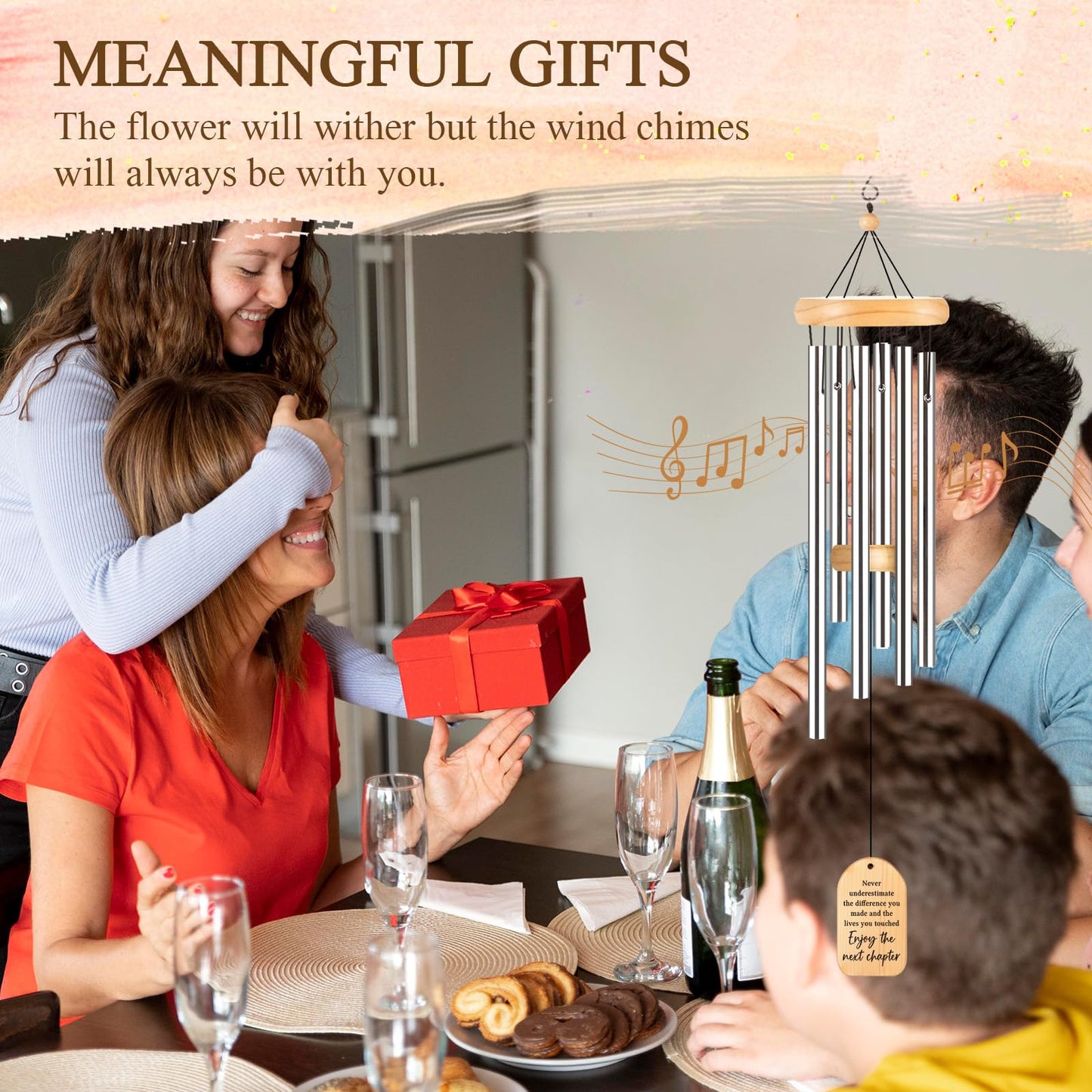 Farewell Gifts for Coworkers, 25.5 inch Farewell Wind Chime, New Job Gifts for Women, Going Away Goodbye Gift for Friends, Next Chapter New Beginnings Gift for Coworkers, Retirement Present