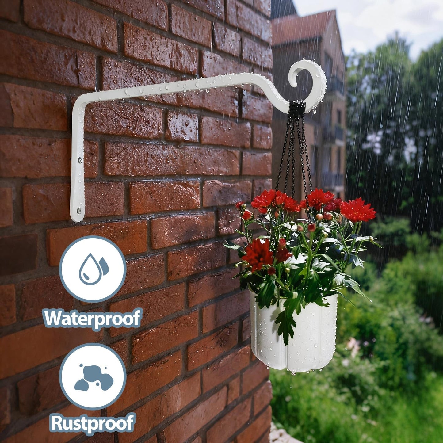 BOLITE Plant Hangers, 10 Inch Hanging Plant Brackets Outdoor Indoor, Wall Hooks for Hummingbird Feeders, Bird Feeders, Planters, Lanterns, Wind Chimes, Home Decor, 2 Pack, White, Gifts for Women Men