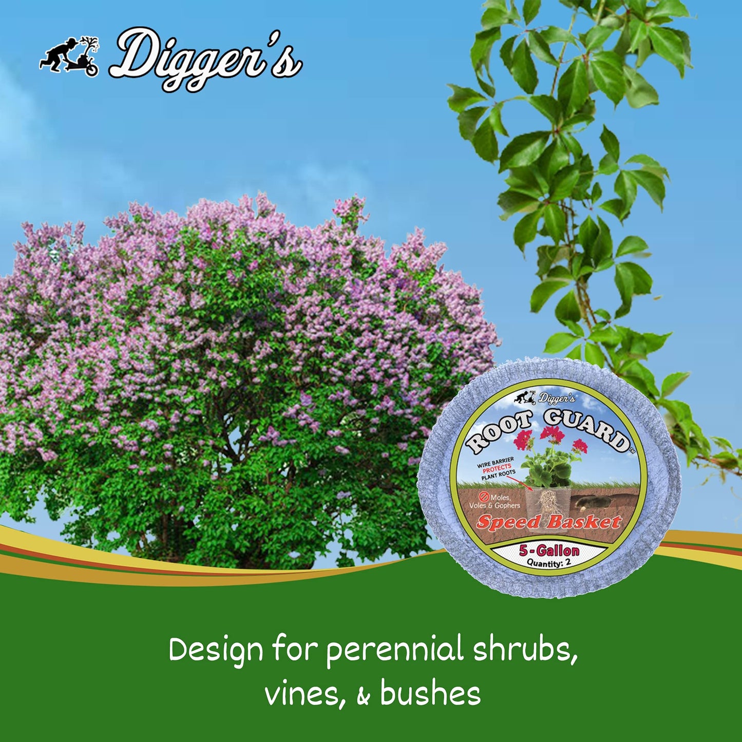 RootGuardTM Digger’s 5-Gallon Root Guard Speed Baskets for Plants, Control Gopher for Efficient Planting (Pack of 2)