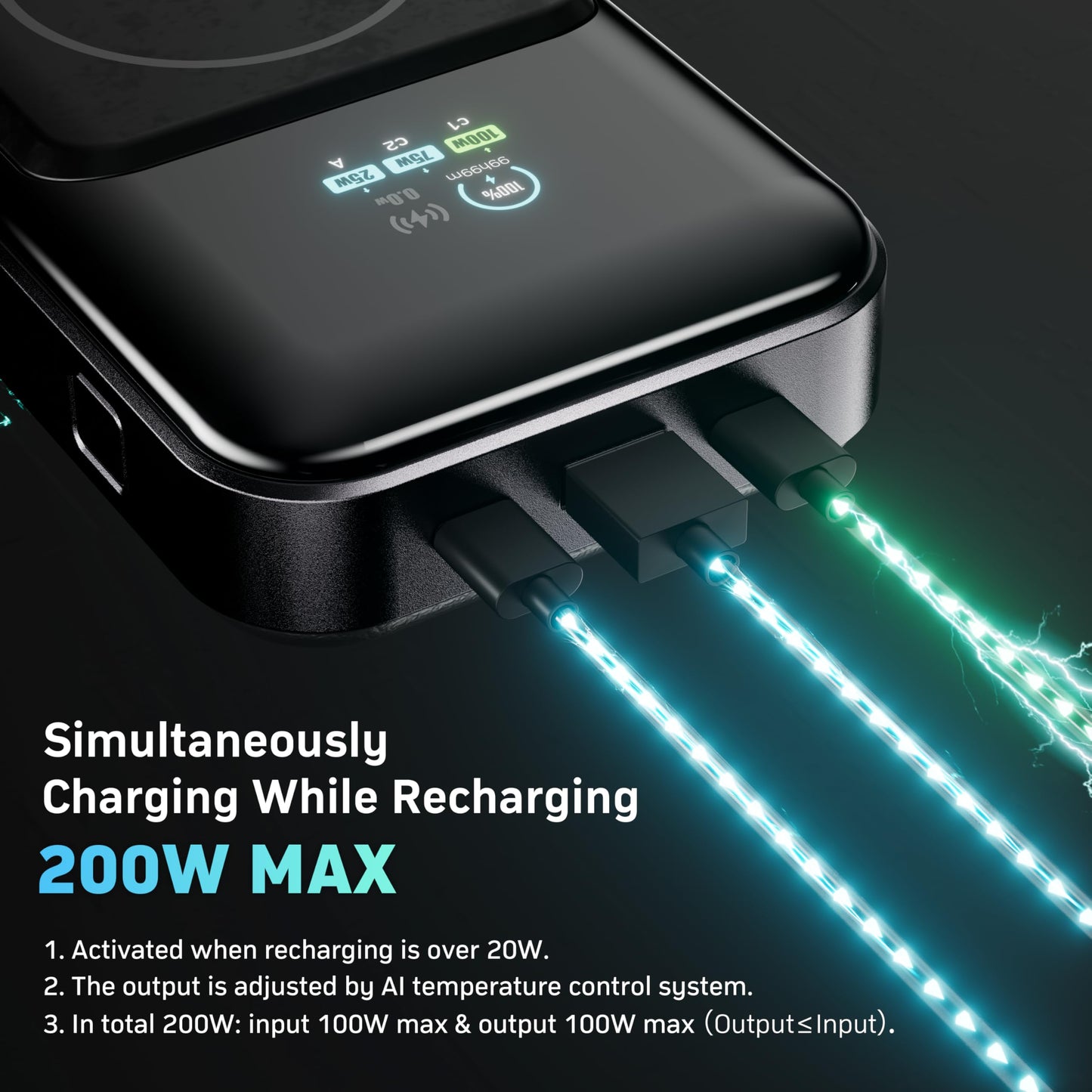 DENVIX PowerX Power Bank Deluxe Package 1.1, 250W 4-in-1 25,000mAh Laptop Portable Charger (91.25Wh) with Magnetic Wireless Charging for iPhone, Samsung, MacBook, DJI, AirPods and More