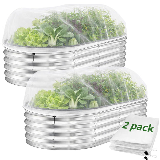 2 Pack Garden Netting for Raised Beds, 4 x 2 Ft Raised Bed Plant Covers for Garden Protection, Fine Mesh Bird Netting Pest Barrier Screen with Drawstring for Protecting Vegetables Fruits Crops