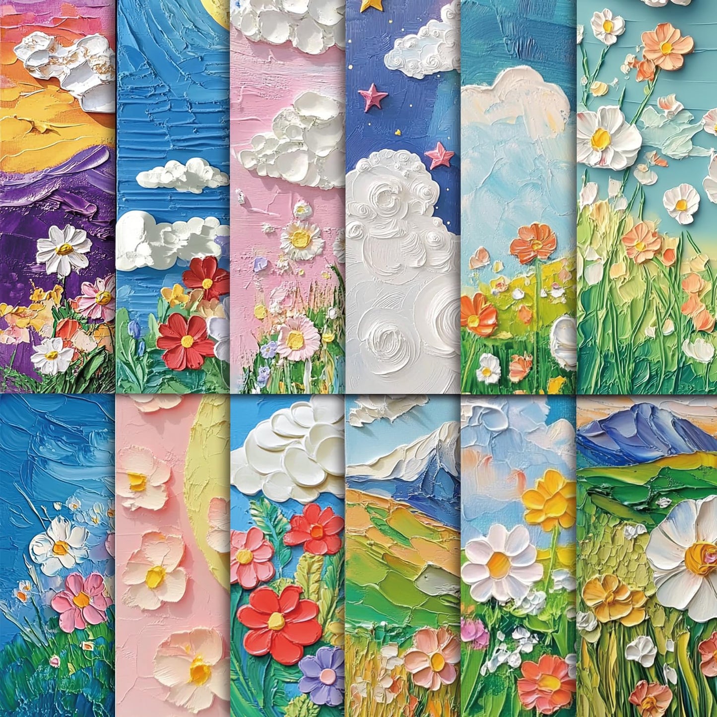 EggSun 48 Sheets Oil Painting Floral Scrapbook Paper,Oil Painting Floral Pattern Decorative Scrapbook Paper for Journals DIY Cards and Photo Albums,Aesthetic Craft Supplies