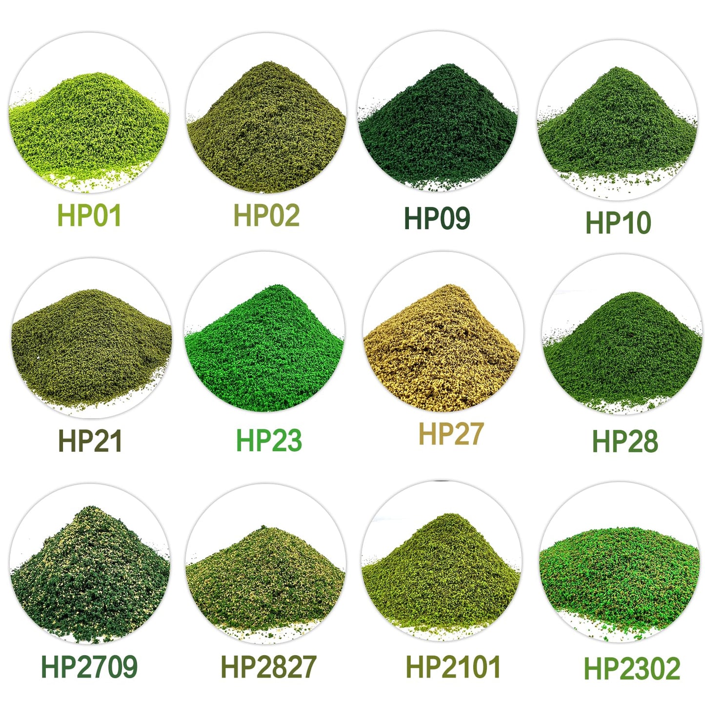 ZZZ SAN ZHI Model Terrain Sponge Grass Powder - 300ml/125g 12 Colors with Shaker Bottle for Diorama, Railway & Car Miniature Scene Building (HP01)