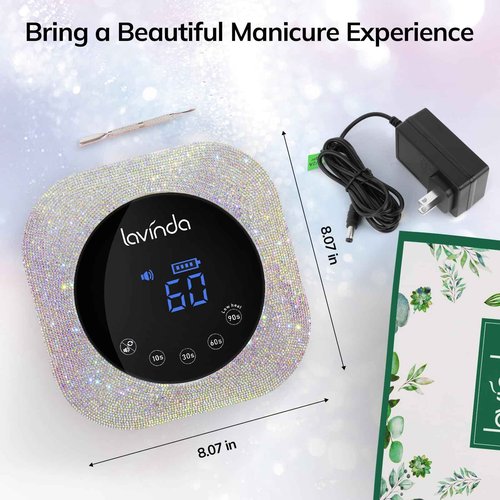 Lavinda UV LED Nail Lamp, 54W Rechargeable Cordless Nail Lamp Nail Dryer Gel Polish UV Nail Light with 4 Timer Setting, Professional Quick Dry Curing Lamp with Display Auto Sensor for Salon & Home