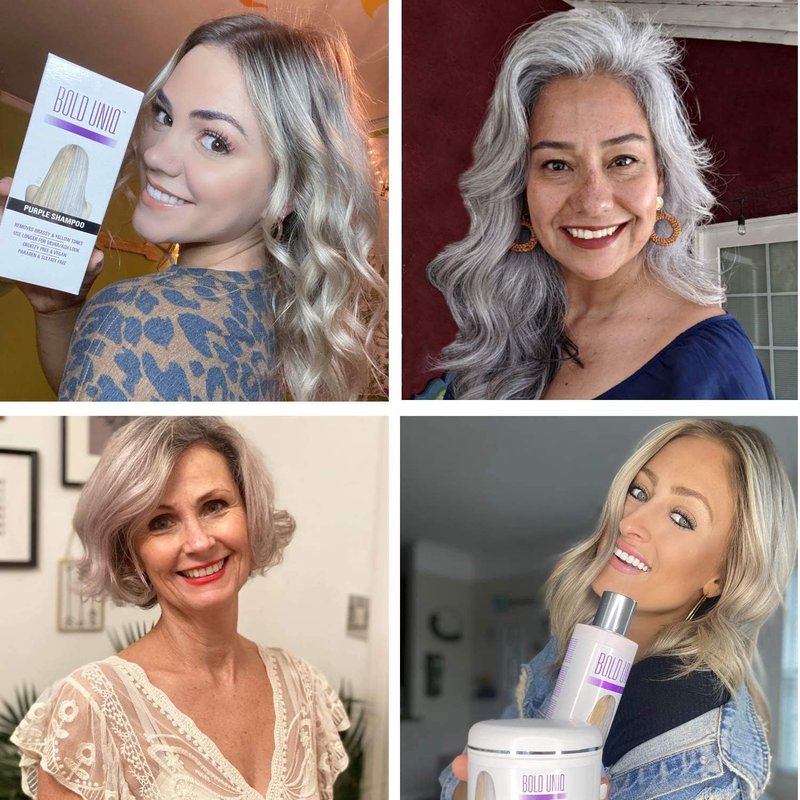 Bold Uniq Purple Shampoo - Remove Yellow Tones & Condition Damaged Hair - For Blonde, Silver or Grey Hair - Paraben & Sulfate Free, Vegan - 8 fl oz