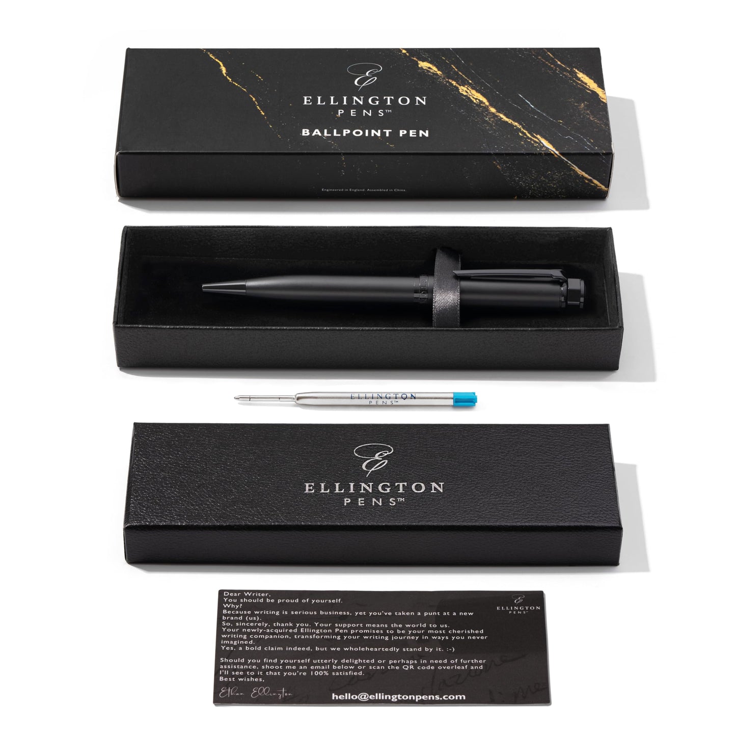 Ellington Pens Luxury Ballpoint Pen – Premium Quality, Smooth Writing Experience, Elegant Design, Includes 2 Ink Refills (Black & Blue) – Ideal for Professionals and Gift Giving