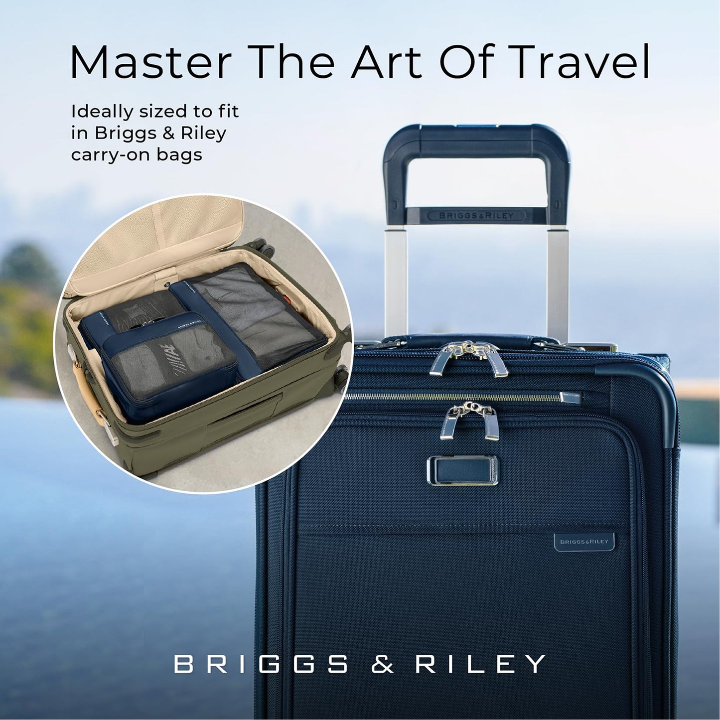 Briggs & Riley Compression Packing Cube Sets for Carry On & Checked Luggage - Bag Organizers for Suitcases, Travel Essentials for Women & Men, Pack Accessories for Vacation - 6-Piece, Black