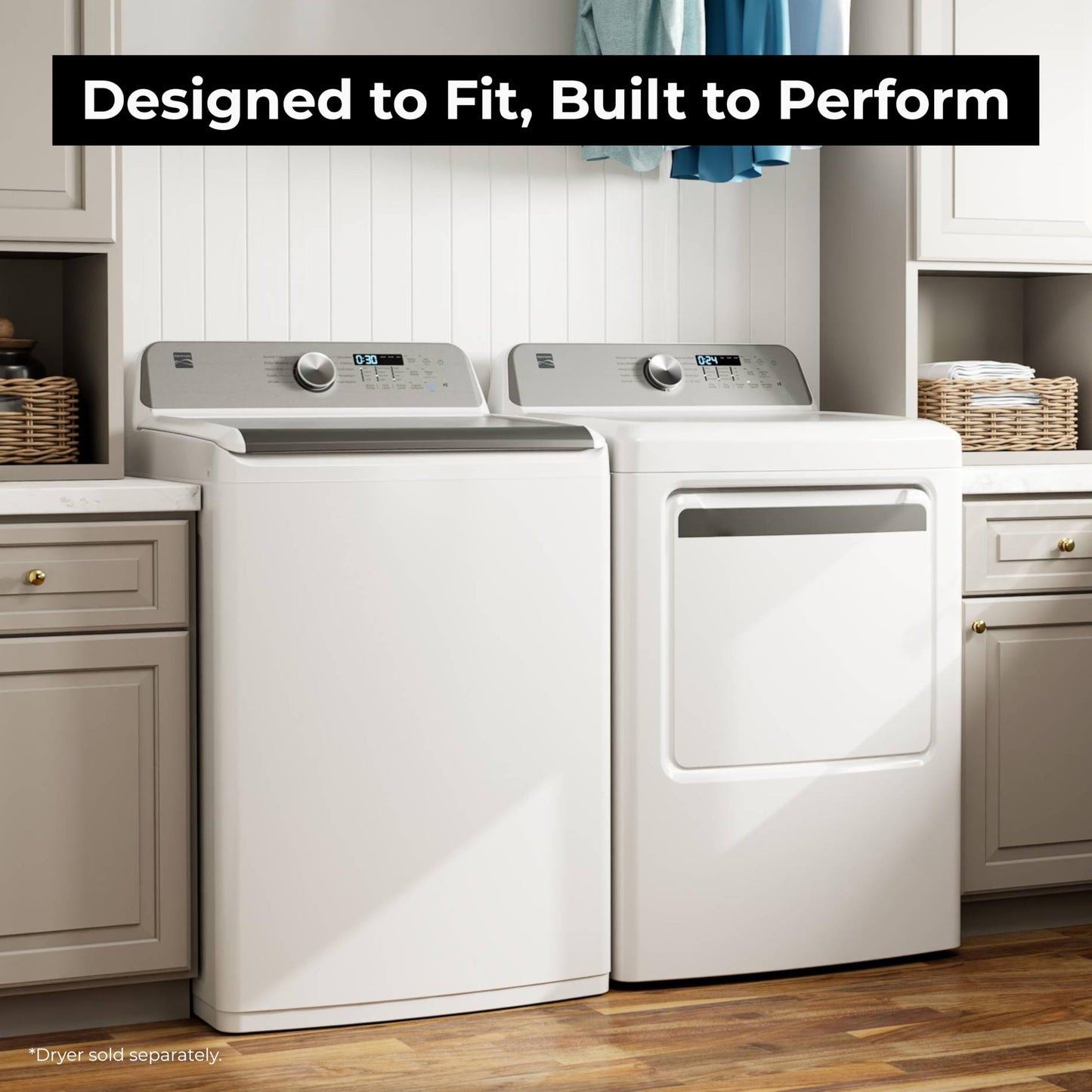 Kenmore 4.4 cu. ft. Top Load Washer with Triple Action Agitator for Tough Dirt & Stains - Reduce Laundry Time with Accela Wash & Express Wash - LED - White