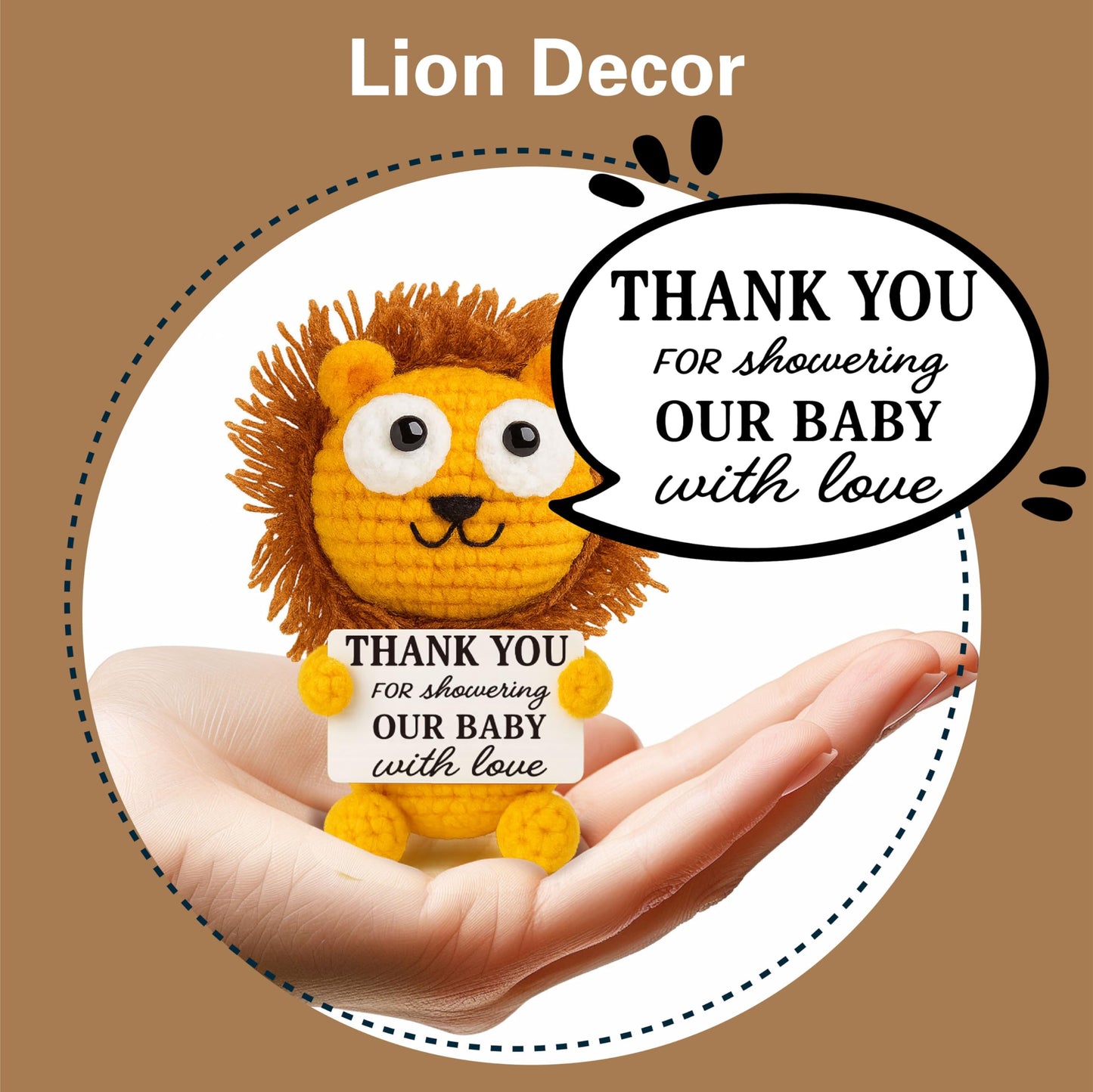 Baby Shower Thank You Gifts for Hostess, Handmade Lion Nursery Decor, Guest Favors New Mom to Be Gifts, 'Showering Our Baby With Love' Quote Sign, Jungle Safari Theme Present