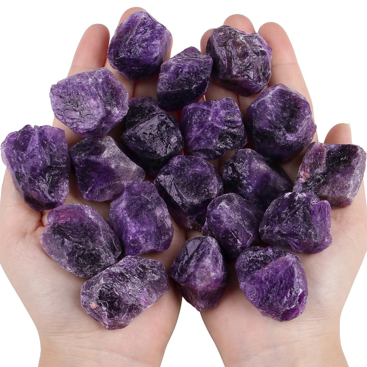 0.9 lbs Amethyst Crystals Raw Healing Crystal Large 1" Stones Bulk Gemstones Rocks for Tumbling Cabbing Fountain Decoration Polishing Wicca Reiki 400G Rough Quartz