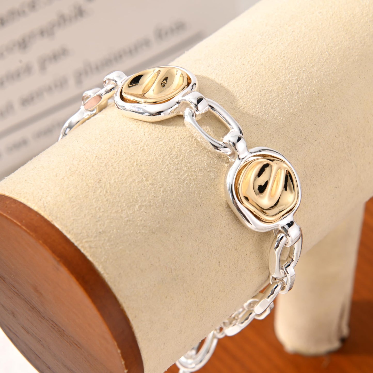 Ginyejly 14K Gold and Silver Plated Special Cain Link with Toggle Clasp Closure in Daily or Party for Women Fashion Jewelry Gifts (round&silver chain)