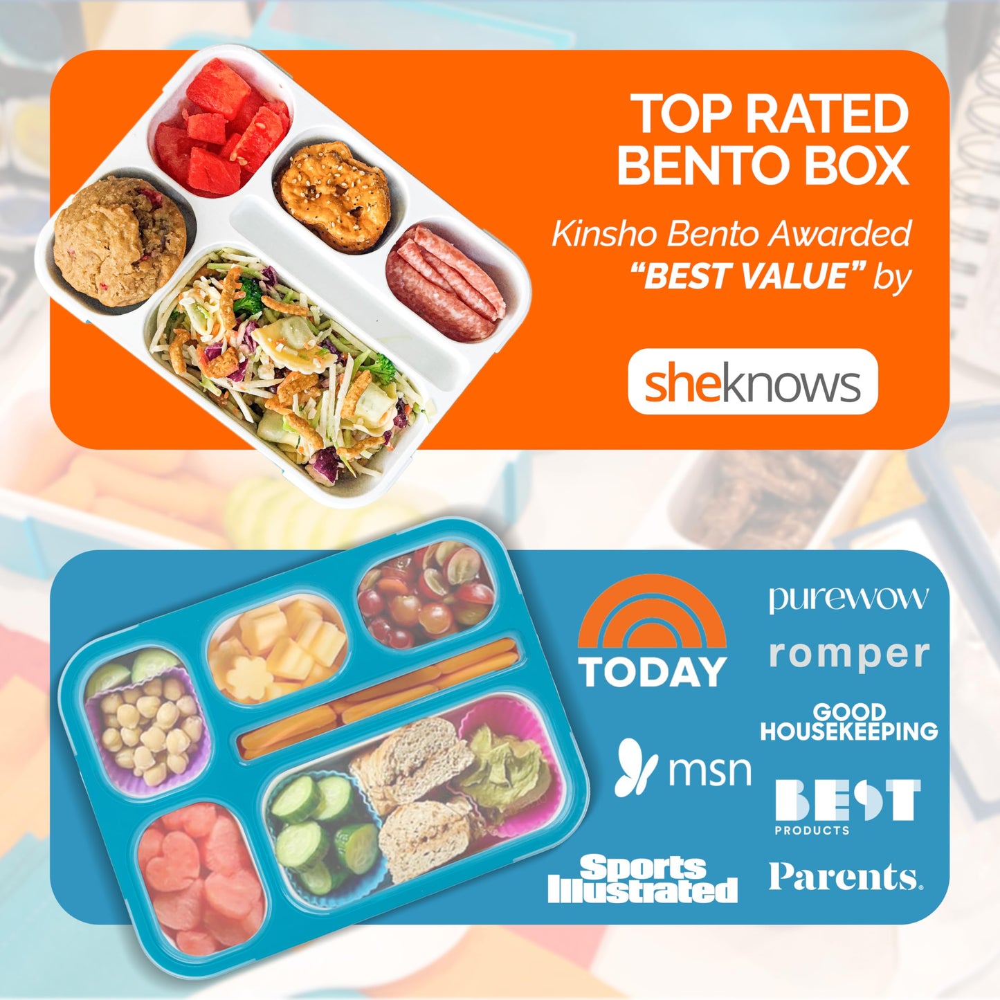 Bento Box Lunch-Box for Kids Adults, Snackle Box Snack Containers for Toddlers Daycare, Leakproof School Bentobox, 6 Section Meal Container for Boys Girls Women Lunches, BPA Free Utensils, Blue