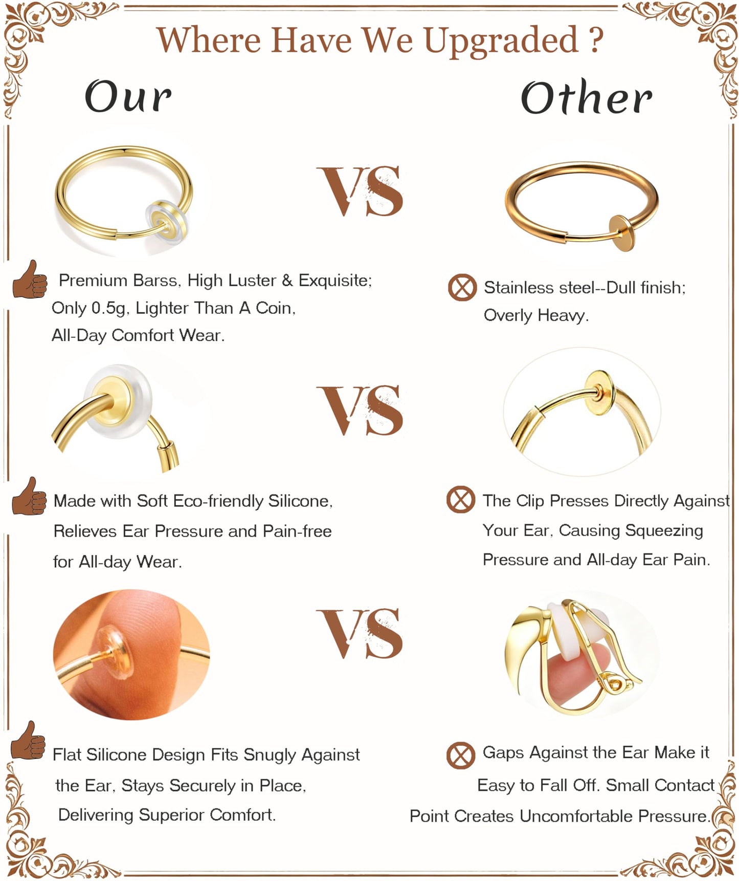 PLOMFOV Clip On Hoop Earrings for Women Small 14K Gold Plated Clip On Earrings Women Fake Hoop Earrings Non Pierced Earrings 14mm-18mm