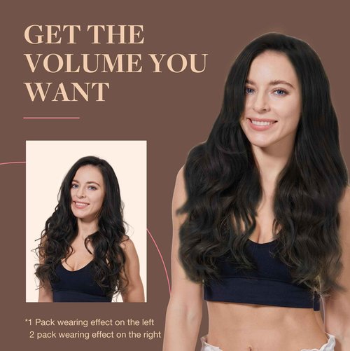 GOO GOO Clip in Hair Extensions Real Human Hair, Remy Human Hair Extensions Clip ins for Women, Natural Human Hair, 20inch 120g 7Pcs, 1B Natural black