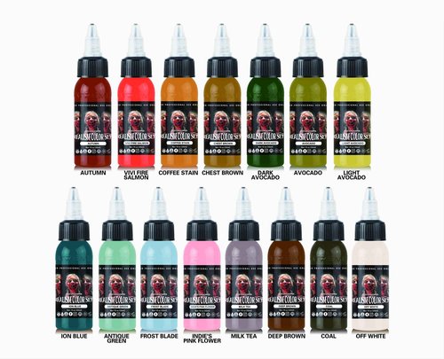 Xtreme Ink ATO Legaspi Realism Color Set, Elevate Tattoo Art with Ion Blue, Antique Green, and Expert Craftsmanship - Premium Quality Inks for Stunning Lifelike Designs (Set of 15, 1/2 oz)