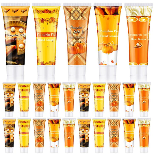 Loopeer 25 Pcs Fall Pumpkin Lotion Bulk Thanksgiving Hand Cream Gifts Pie Spice Lotion Flavor Hand Cream Favors Bulk 30ml Mini Travel Size Autumn Thanksgiving Party Supplies