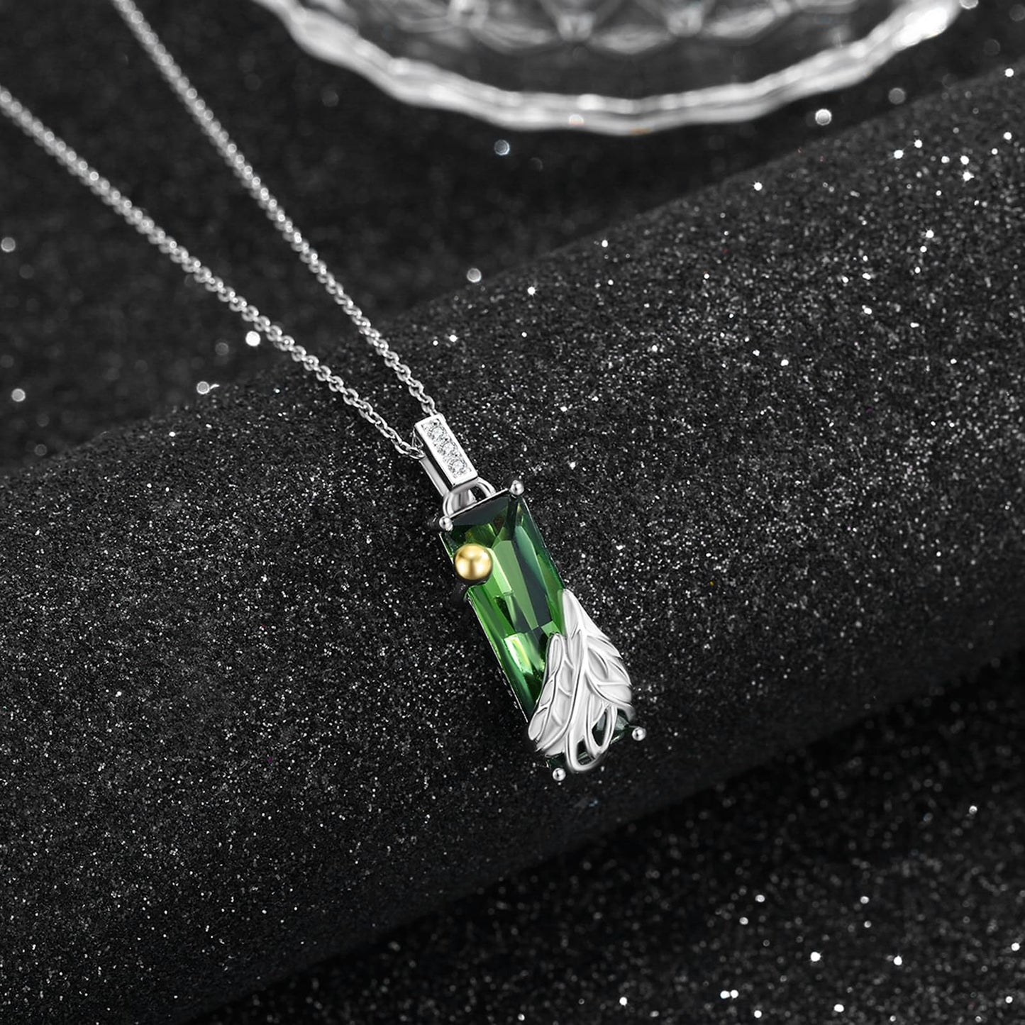 AENEAS Mountain Necklace for Women Sterling Silver Nature Green Crystal Pendant Jewelry Gifts for Women Wife Her