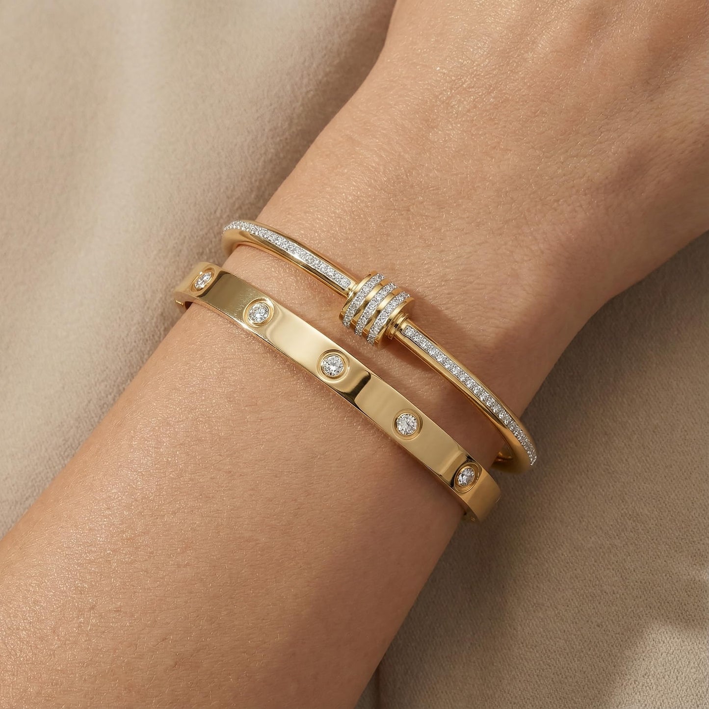 Camhanno Gold Bangles for Women - Stainless Steel Love & Friendship Bracelet Set with Gift Box | Daily Wear & Party Jewelry