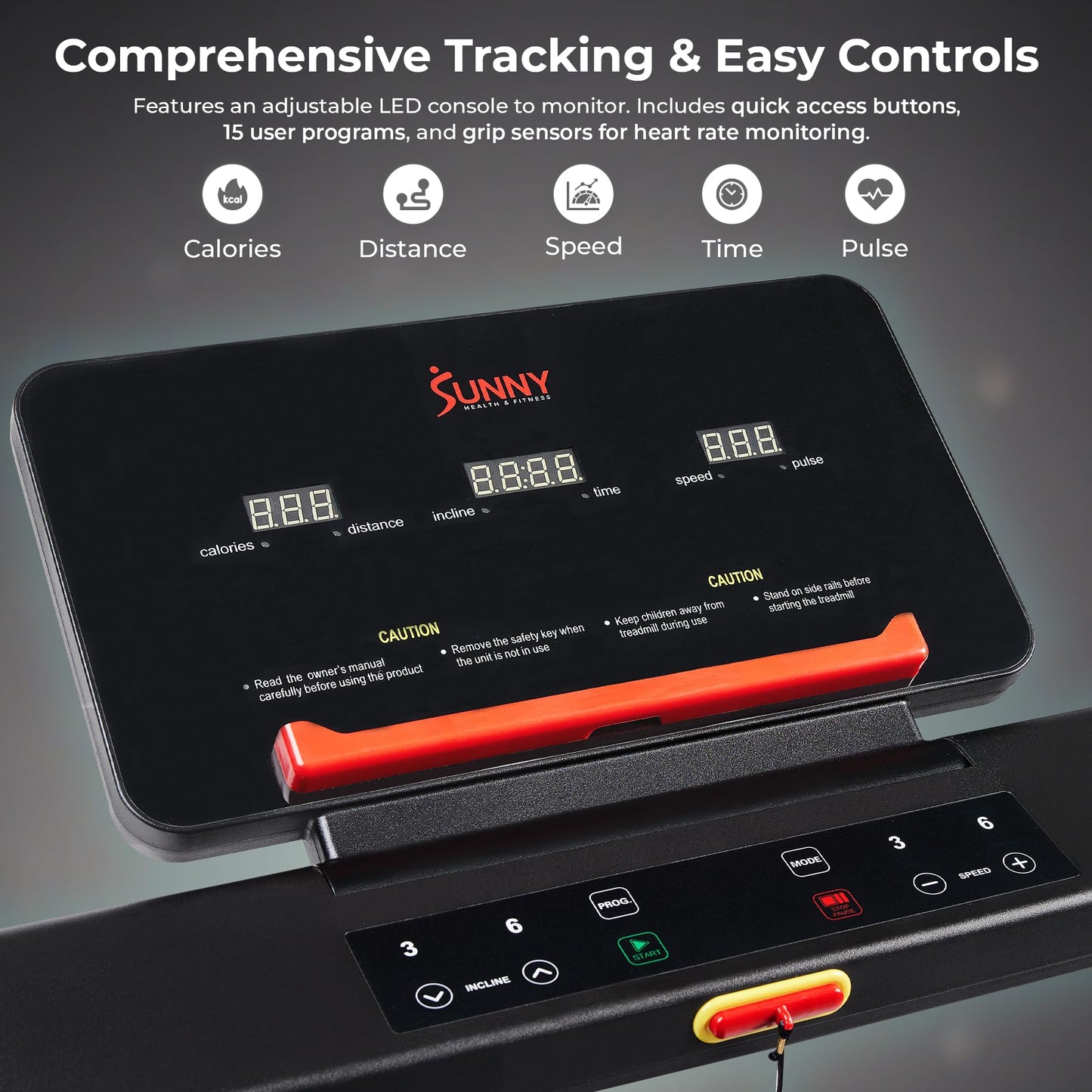 Sunny Health & Fitness Interactive Slim Folding Treadmill with Quiet Brushless, Shock Absorption, Digital Monitor, Free SunnyFit App Bluetooth Connectivity, Optional 12-Level Auto Incline