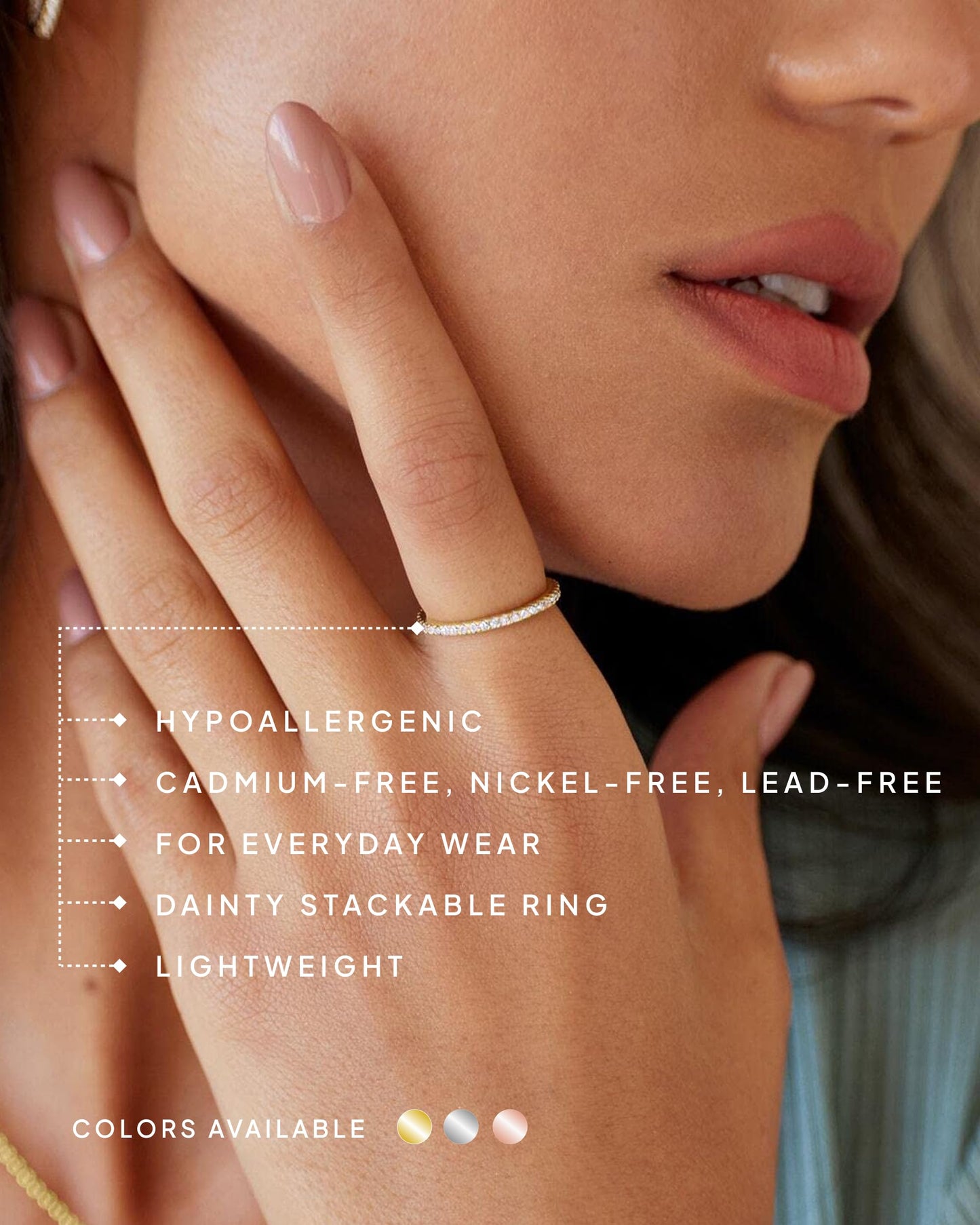 PAVOI Rhodium Plated 925 Sterling Silver Stackable CZ Ring for Women | Thin Band for Stacking | Simulated Diamond Eternity Wedding Band | Size 7