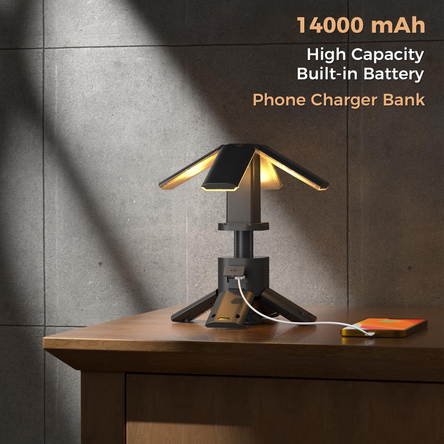 Clemas Telescopic Camping Lights Rechargeable 14000 mAh Led Multifunction Magnetic Lanterns Job Site Lighting Cordless Dimmable Camping Tent Lamp Portable Power Supply 6000LM IPX5 Waterproof