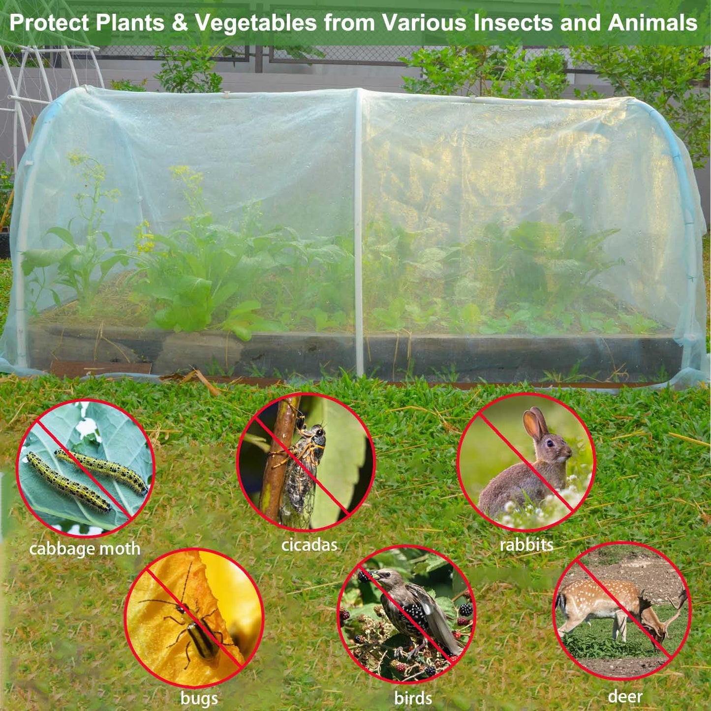 KLEWEE Thicker Garden Netting for Raised Beds, 10 x 33 FT Ultra Fine Garden Mesh Netting Barrier Screen Protection Netting for Vegetable Plants Fruits Flowers Crops Row Covers