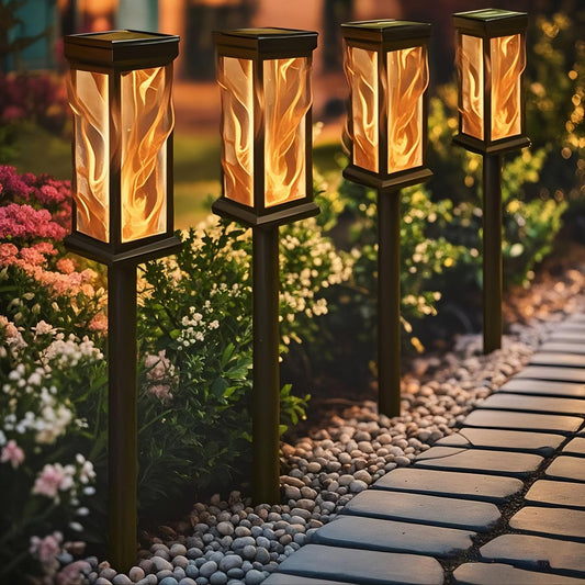 8 Pack Solar Lights Outdoor Waterproof Torch Lights with Flickering Flame, Landscape Lighting for Outside, Solar Pathway Light for Patio Lawn Porch Walkway Driveway Garden Decorations for outside