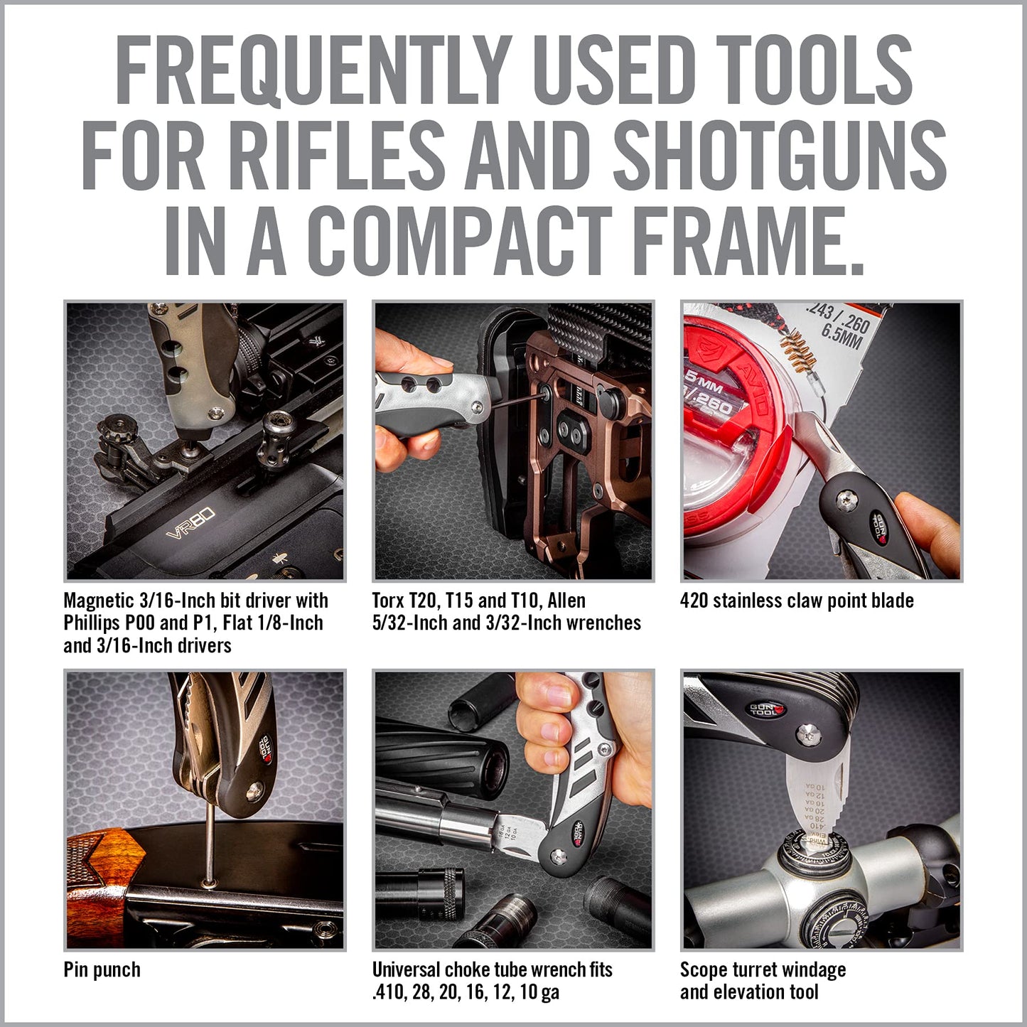 Real Avid Gun Tool - 18 in 1 Gunsmithing Shotgun & Rifle Multitool - Bit Driver, Torq Bits, Choke Tube Wrench, Allen Wrench, Scope & Punch Tool