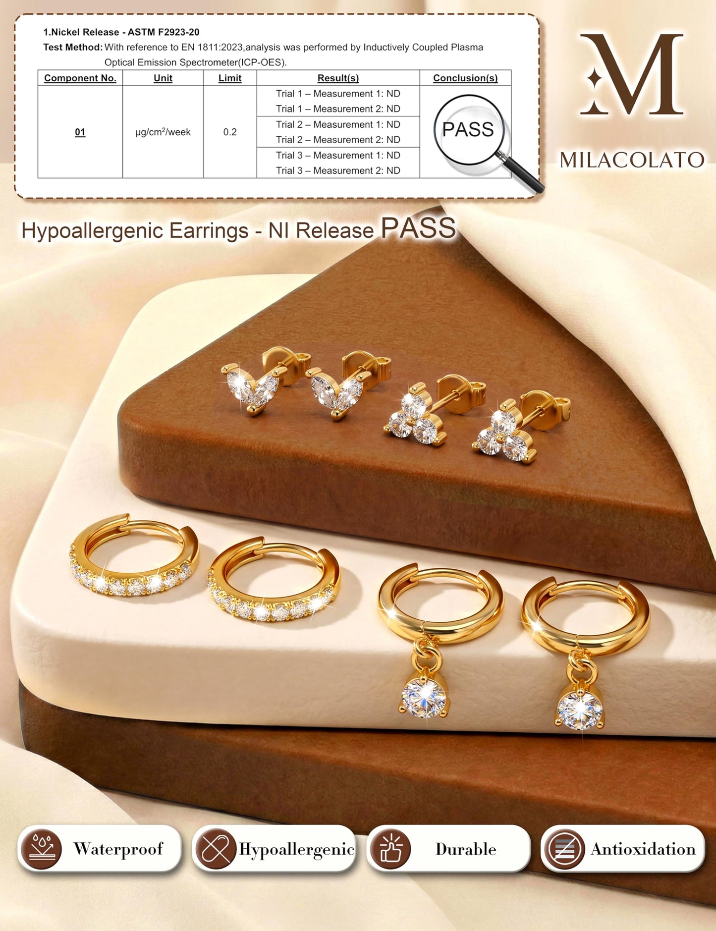 MILACOLATO 4 Pairs Gold Earrings for Women, Hypoallergenic 14K Gold Filled Small Stud Hoop Earrings Set for Multiple Piercing, Dainty Lightweight Cartilage Huggie Earrings Stacks Trendy Jewelry Gifts, B