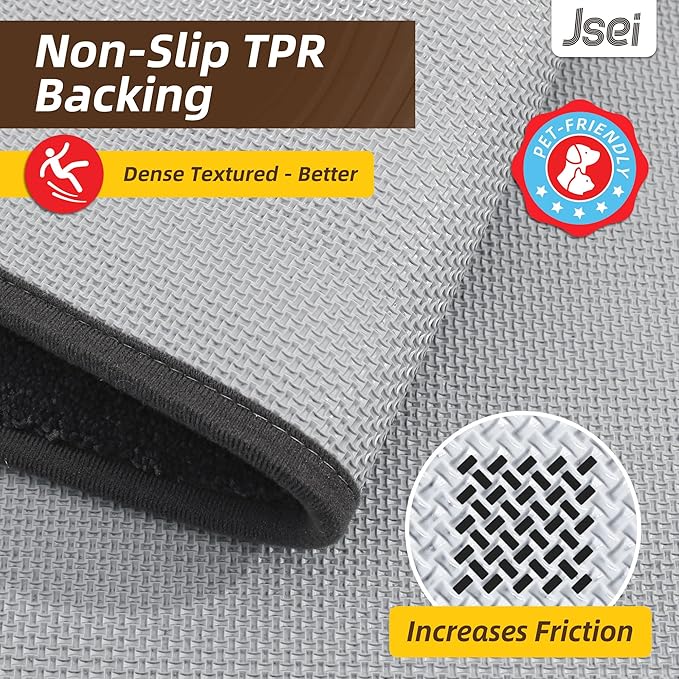 JSEI Entryway Rugs Doormat 20"x32", Non-Slip Dirt Trapper Door Mats Indoor, Washable Absorbent and Stain Resist Welcome Floor Mat for Front Door, Dog Door Mat, Dirty Wet Shoes & Paws, Dark Grey